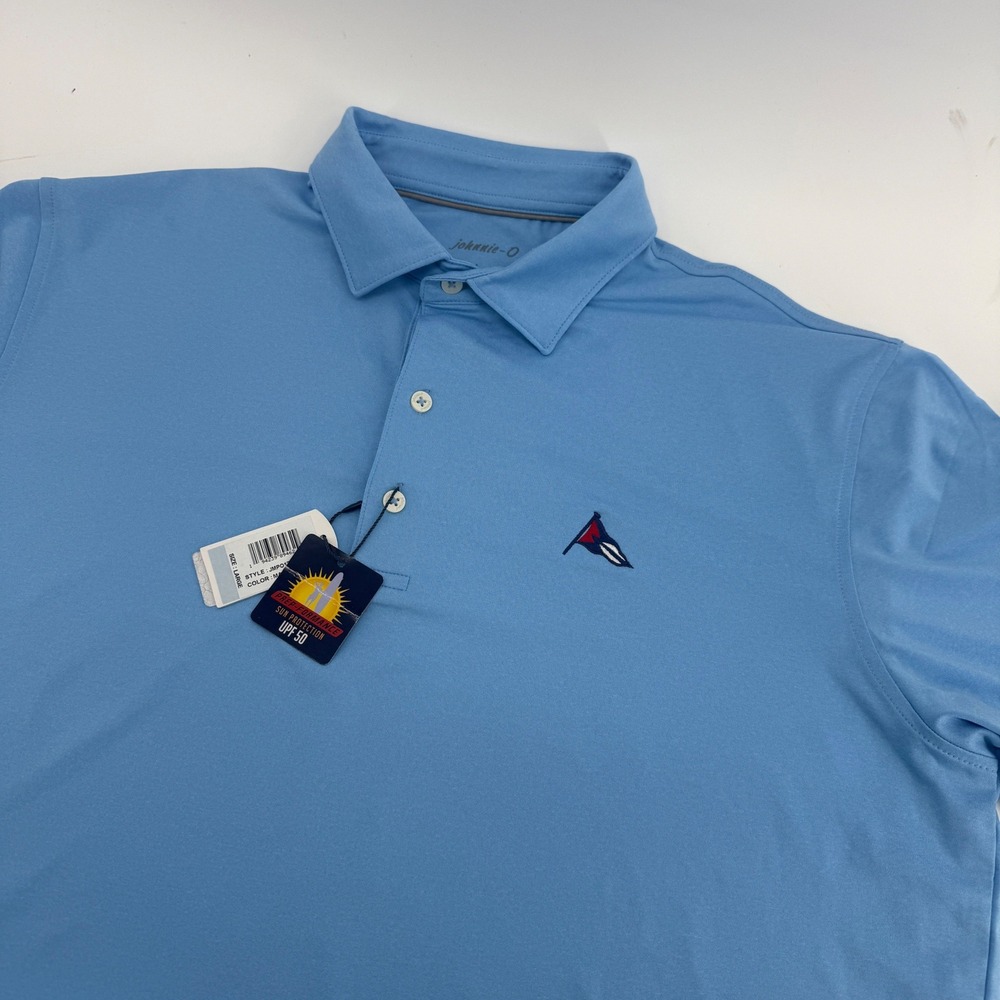 Johnnie-O Birdie Prep-Performance Polo Shirt Malibu Blue JMPO1710 Mens Large NWT